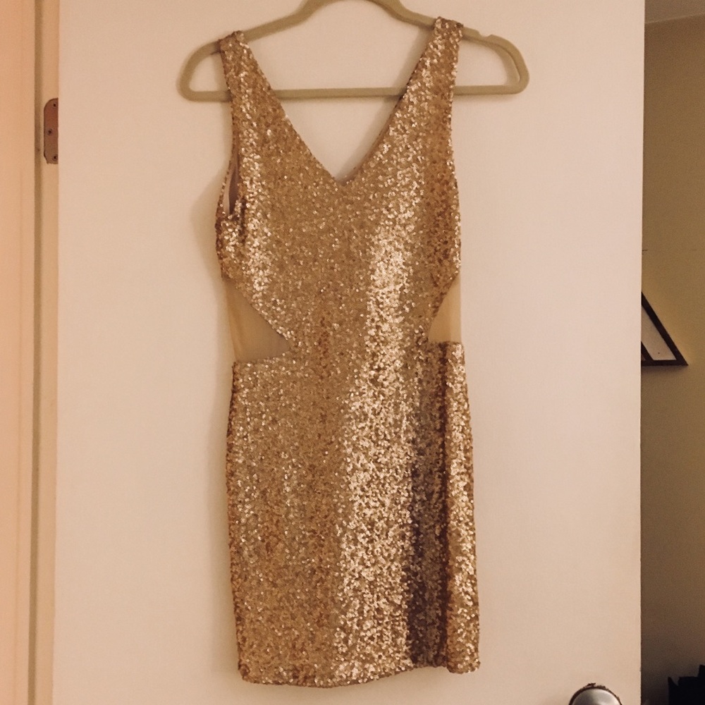 Gold sequin dress